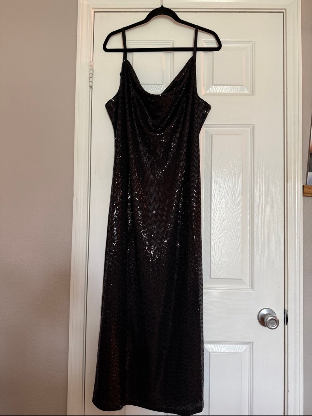 bebe Black Sequin Maxi Dress